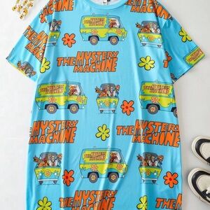 SHEIN Blue & Orange Scooby-Doo 'Mystery Machine' Short Sleeve Pajama Top